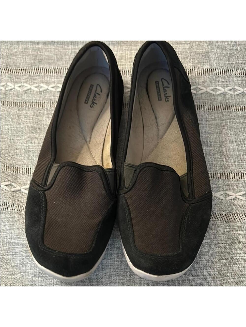Clarks Black Slip-On Shoes